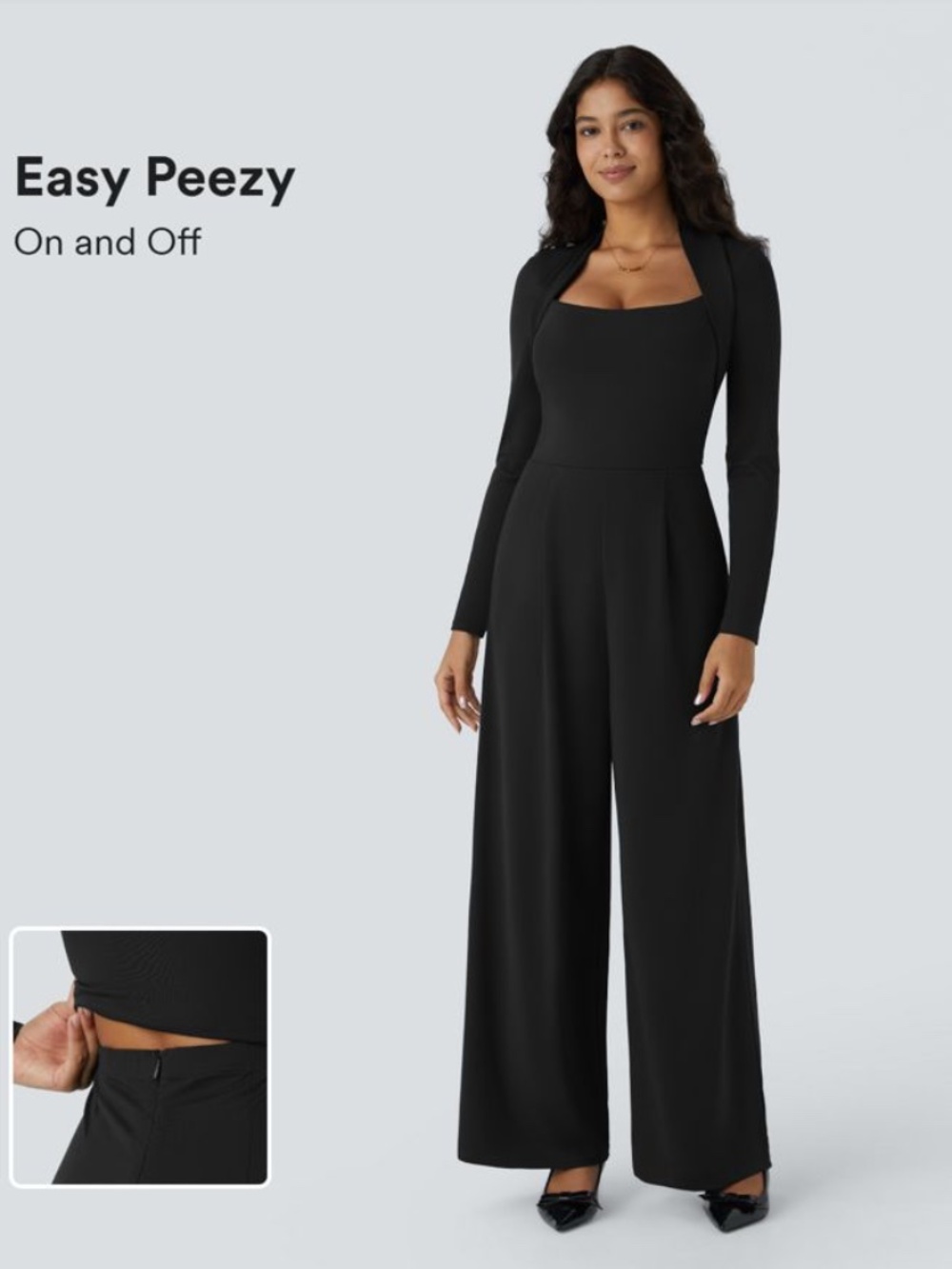 NWT Halara Long Sleeve Pocket Wide Leg Jumpsuit-Easy Peezy X85